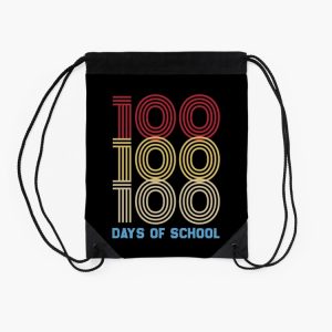 100 Days Teacher Or Student 100Th Day Of School Retro Drawstring Bag DSB417 2