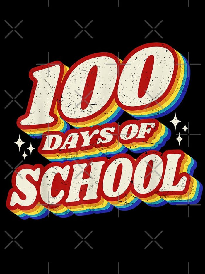 100 Days Teacher Or Student 100Th Day Of School Retro Drawstring Bag DSB450 1