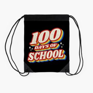 100 Days Teacher Or Student 100Th Day Of School Retro Drawstring Bag DSB450 2