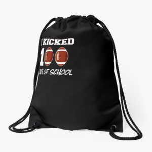 100Th Day Of School Boy Pun Football Drawstring Bag DSB385