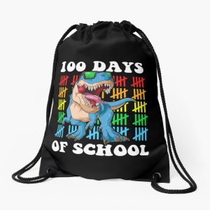 100Th Day Of School Boys Trex 100 Days Of Kindergarten Drawstring Bag DSB366