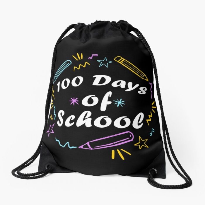 100Th Day Of School For Kids Teacher Student Gift Drawstring Bag DSB420