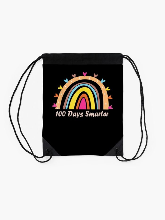 100Th Day Of School Teacher 100 Days Smarter Rainbow Drawstring Bag DSB1451 2