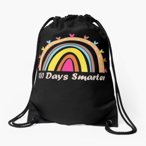 100Th Day Of School Teacher 100 Days Smarter Rainbow Drawstring Bag DSB1451