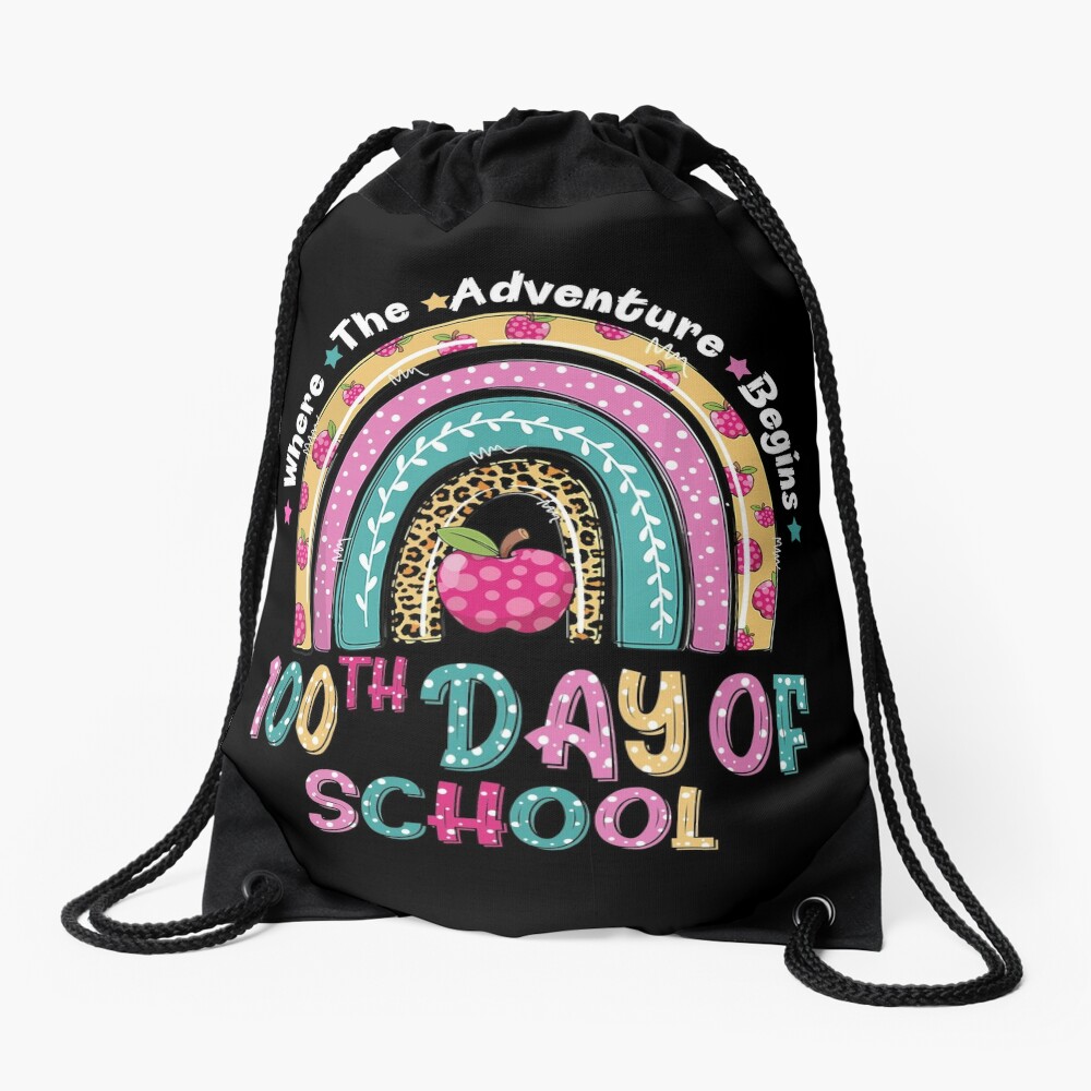 100Th Day Of School Teacher 100 Days Smarter Rainbow Drawstring Bag DSB969