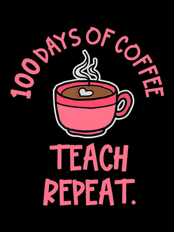 100Th Day Of School Teacher Repeat Coffee Drawstring Bag DSB1414 1