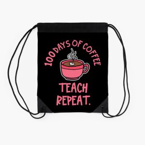 100Th Day Of School Teacher Repeat Coffee Drawstring Bag DSB1414 2