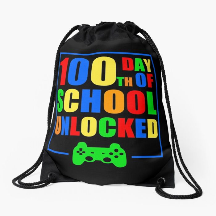 100Th Day Of School Unlocked 2023 Great Gift Idea For Teachers And Students Funny School Drawstring Bag DSB1392