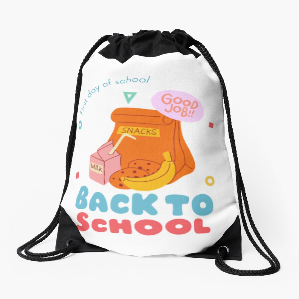 1St Day Of School Kindergarden Happy First Day Of School Vibes Quotes Welcome Back To School Drawstring Bag DSB751