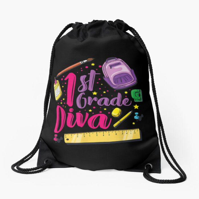 1St Grade Diva First Day Of School Girl Clothes Gift Drawstring Bag DSB278