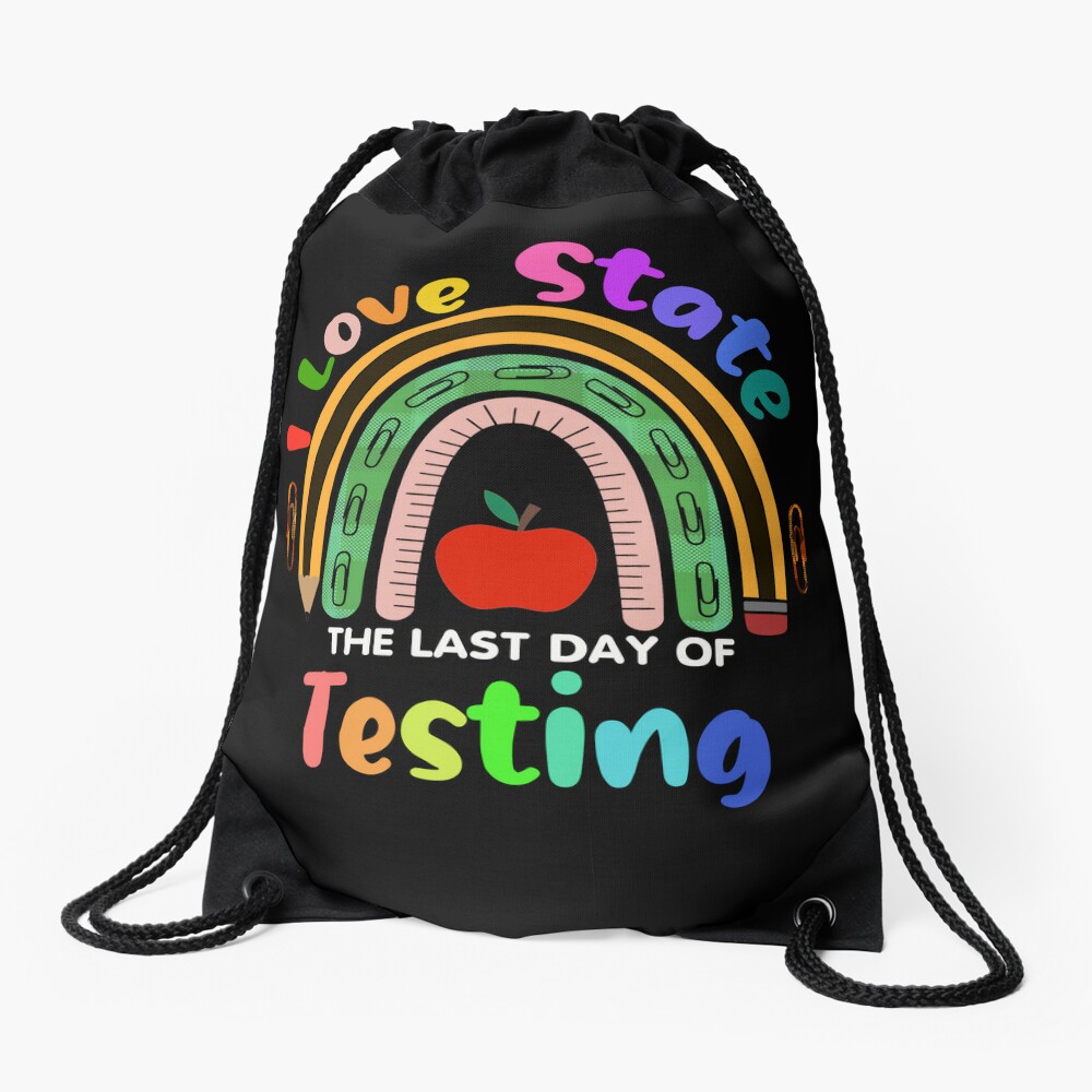 2023 Happy Last Day Of School Autographs Rianbow Leopard Happy Last Day Of School Happy Last Day Of School Graduation Day Drawstring Bag DSB549