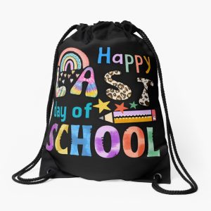 2023 Happy Last Day Of School Autographs Rianbow Leopard Happy Last Day Of School Happy Last Day Of School Graduation Day Drawstring Bag DSB627