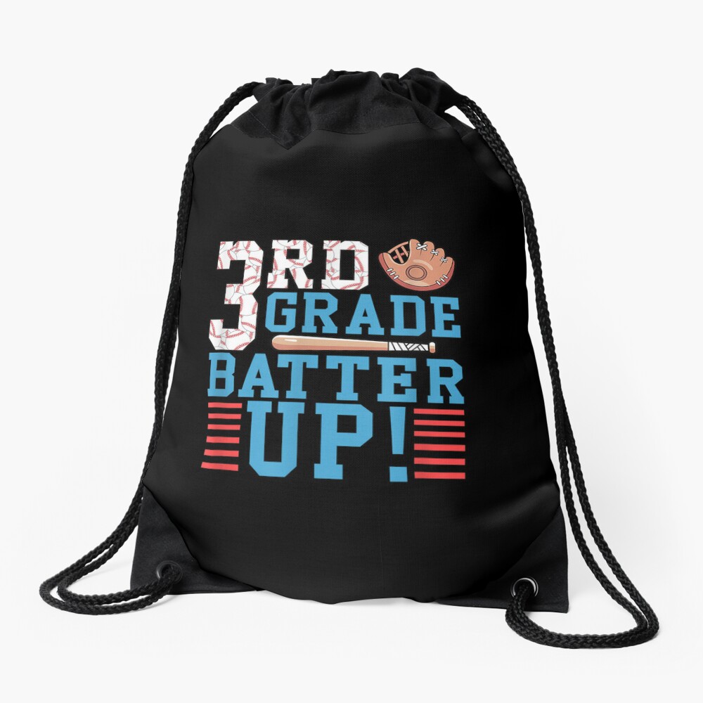 3Rd Grade Back To School 3Rd Grade Batter Up Baseball Drawstring Bag DSB478