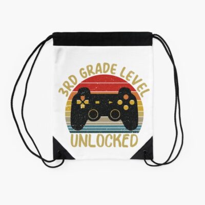 3Rd Grade Level Unlocked Back To School Video Game Kids First Day Of School Gifts Funny Retro Vintage Gamers Boys Girls Drawstring Bag DSB766 2