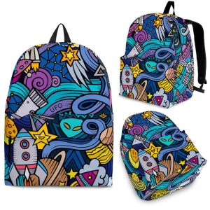 Abstract Cartoon Galaxy Space Print Back To School Backpack BP318
