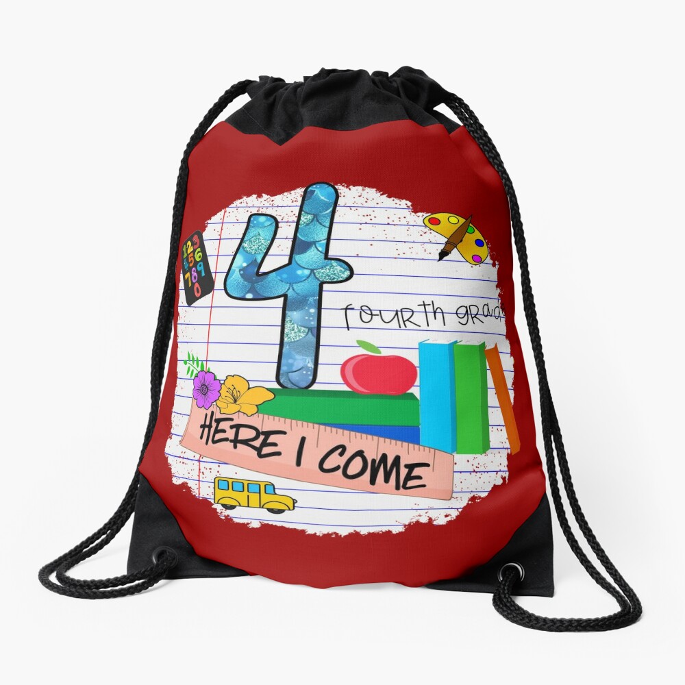 Back To School First Day Of Fourth Grade Drawstring Bag DSB273