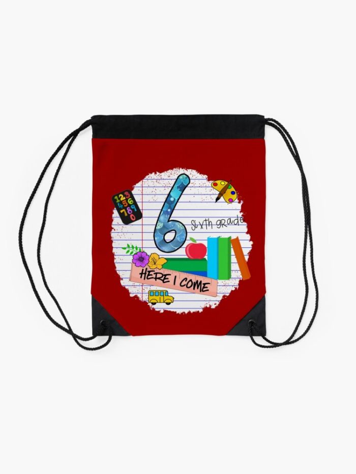 Back To School First Day Of Sixth Grade Drawstring Bag DSB170 2