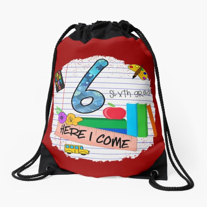 Back To School First Day Of Sixth Grade Drawstring Bag DSB170