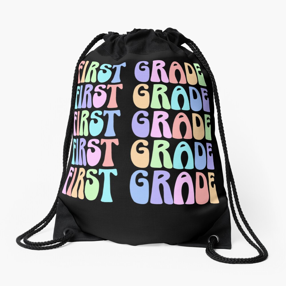 Back To School First Grade Vibes First Day Teacher Students Drawstring Bag DSB1078