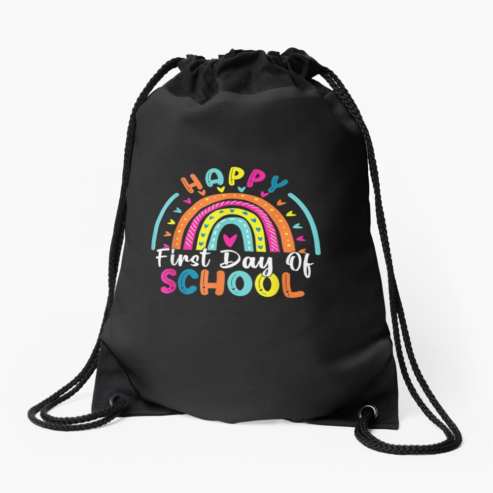 Back To School Funny Happy First Day Of School For Teachers Drawstring Bag DSB839