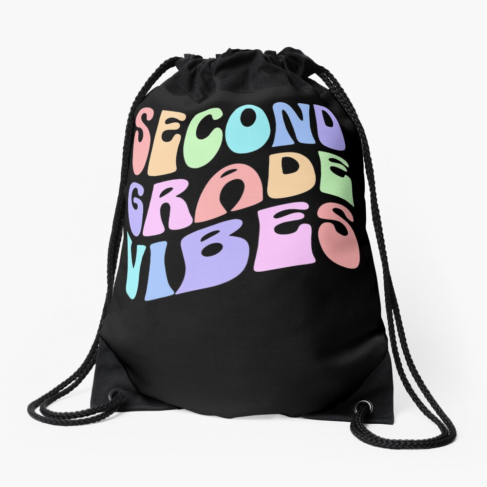 Back To School Second Grade Vibes First Day Teacher Students Drawstring Bag DSB1312