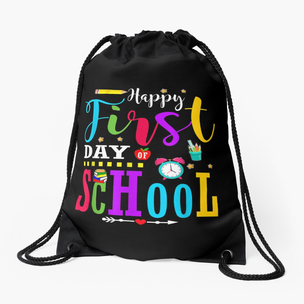 Back To School Teacher Student Happy First Day Of School Drawstring Bag DSB337