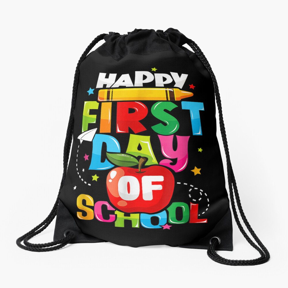 Back To School Teachers Kids Child Happy First Day Of School Drawstring Bag DSB1362