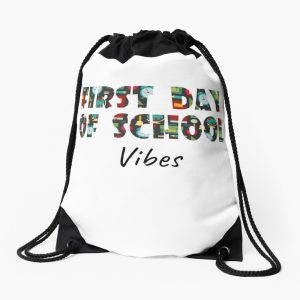 Back To School Vibes Happy First Day Of School Drawstring Bag DSB1248