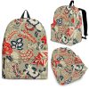 Beige Bohemian Floral Pattern Print Back To School Backpack BP535