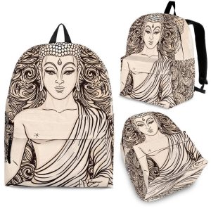 Beige Buddha Mandala Print Back To School Backpack BP411