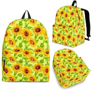 Beige Watercolor Sunflower Pattern Print Back To School Backpack BP533