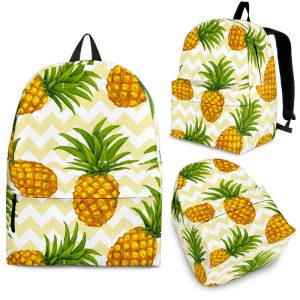 Beige Zig Zag Pineapple Pattern Print Back To School Backpack BP531