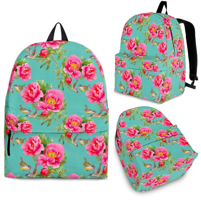 Bird Pink Floral Flower Pattern Print Back To School Backpack BP530