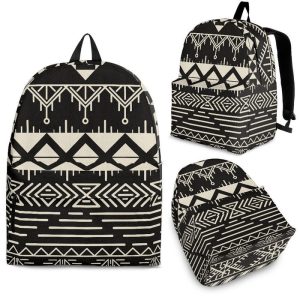 Black And Beige Aztec Pattern Print Back To School Backpack BP448