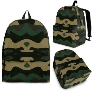 Black And Green Camouflage Print Back To School Backpack BP377