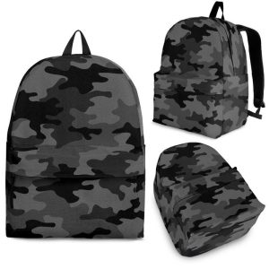 Black And Grey Camouflage Print Back To School Backpack BP390