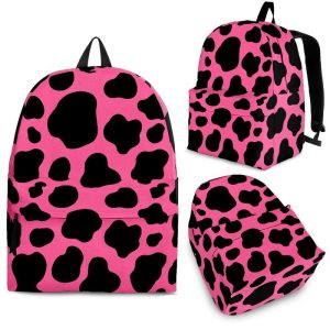 Black And Hot Pink Cow Print Back To School Backpack BP350