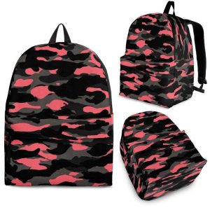 Black And Pink Camouflage Print Back To School Backpack BP388