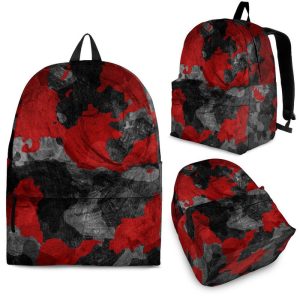 Black And Red Camouflage Print Back To School Backpack BP319