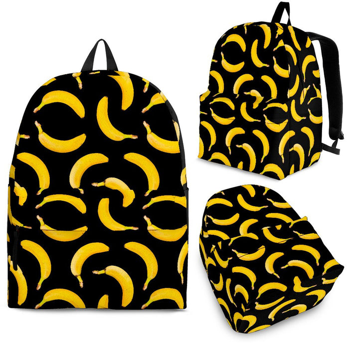 Black Banana Pattern Print Back To School Backpack BP139