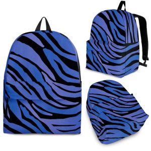 Black Blue Zebra Pattern Print Back To School Backpack BP529