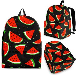 Black Cute Watermelon Pattern Print Back To School Backpack BP528