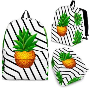 Black Geometric Pineapple Pattern Print Back To School Backpack BP527