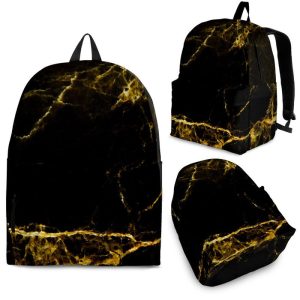 Black Gold Marble Print Back To School Backpack BP525
