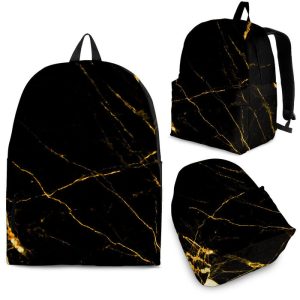 Black Gold Scratch Marble Print Back To School Backpack BP138