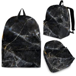 Black Grey Marble Print Back To School Backpack BP523