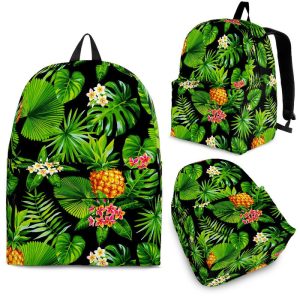 Black Hawaiian Pineapple Pattern Print Back To School Backpack BP522