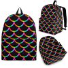 Black Mermaid Scales Pattern Print Back To School Backpack BP521