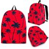 Black Red Palm Tree Pattern Print Back To School Backpack BP518