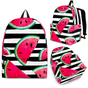 Black Striped Watermelon Pattern Print Back To School Backpack BP517